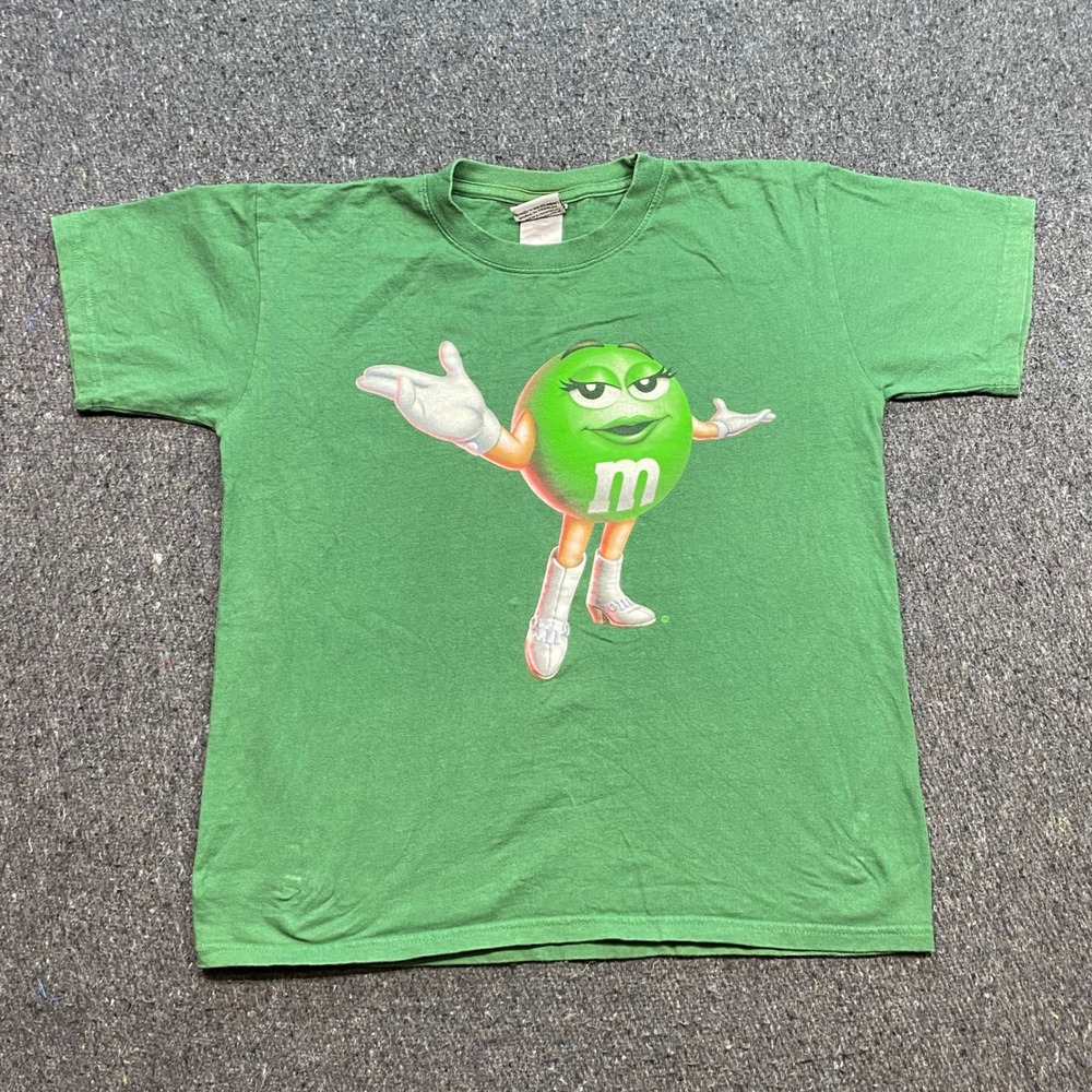 Ms Green M&M World TShirt Sz L Womens Green‎ Y2K Skater Graphic Tee Short Sleeve